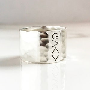 God Is Greater Than The Highs & Lows . 1/2" Wide Adjustable Silver Ring . Solid Sterling Wide Silver Ring . TatumBradleyCo