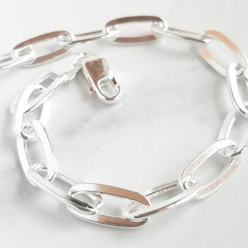 Chunky Chain Link Bracelet . Solid Sterling Silver . Wide Etsy