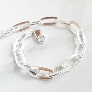 Chunky Chain Link Bracelet . Solid Sterling Silver . Wide Chainlink Chain Bracelet . Gift for Her . Tatumbradleyco