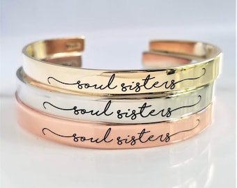 Soul Sisters Bracelet . Sister Personalized Jewelry Cuff . Friendship BFF Bracelet . TBCO . Copper Bracelet . Sterling Silver