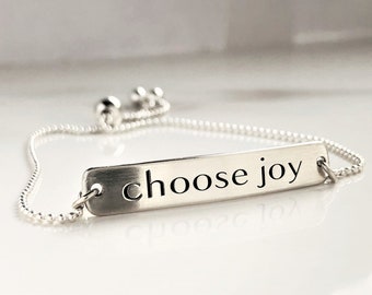 Choose Joy Sterling Silver Adjustable Bracelet . Gift for Her - Etsy