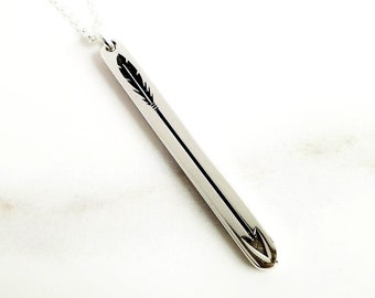 Arrow Necklace . Sterling Silver Vertical Bar Necklace . Personalized Bar Necklace . Gift of Encouragement . Tatumbradleyco
