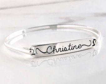 Sterling Silver Swingtop Name Bracelet . Name Jewelry . Gift for Her . Personalized Bracelet . Engraved Name Bracelet . Natalie . Ruby