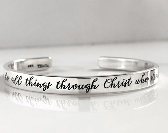 I Can Do All Things Through Christ Solid .925 Bracelet . Inspirational Graduation Gift . Gift for Her . Philippians 4:13 . TatumBradleyco