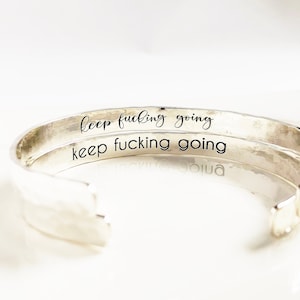 Hidden Secret Message Bracelet . Sterling Silver Keep Fucking Going