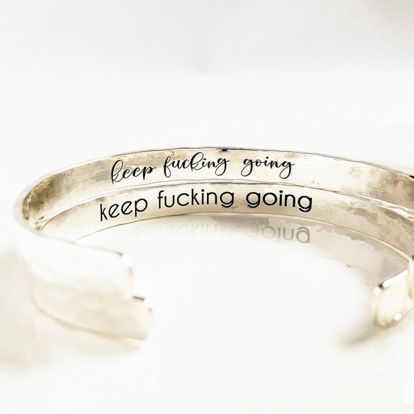 Hidden Secret Message Bracelet . Sterling Silver Keep Fucking Going Bracelet . Gift for Her or Him. You've Got This . Personalized Bracelet