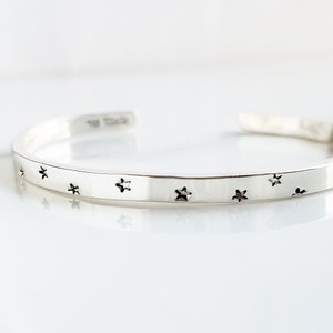 Silver Star Cuff w/ Secret Message . Hand Stamped Solid Sterling Silver Bracelet with Stars . Tatum Bradley Star Cuff . Baby I'm A Star