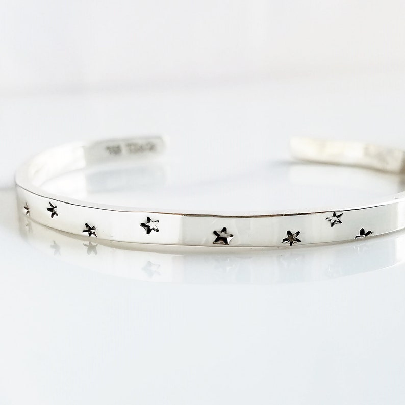 Sterling Silver Star Bracelet with Secret Message . Hand | Etsy