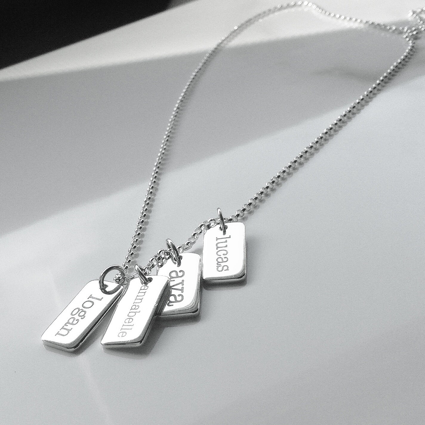 Name Charm Necklace . Sterling Silver 