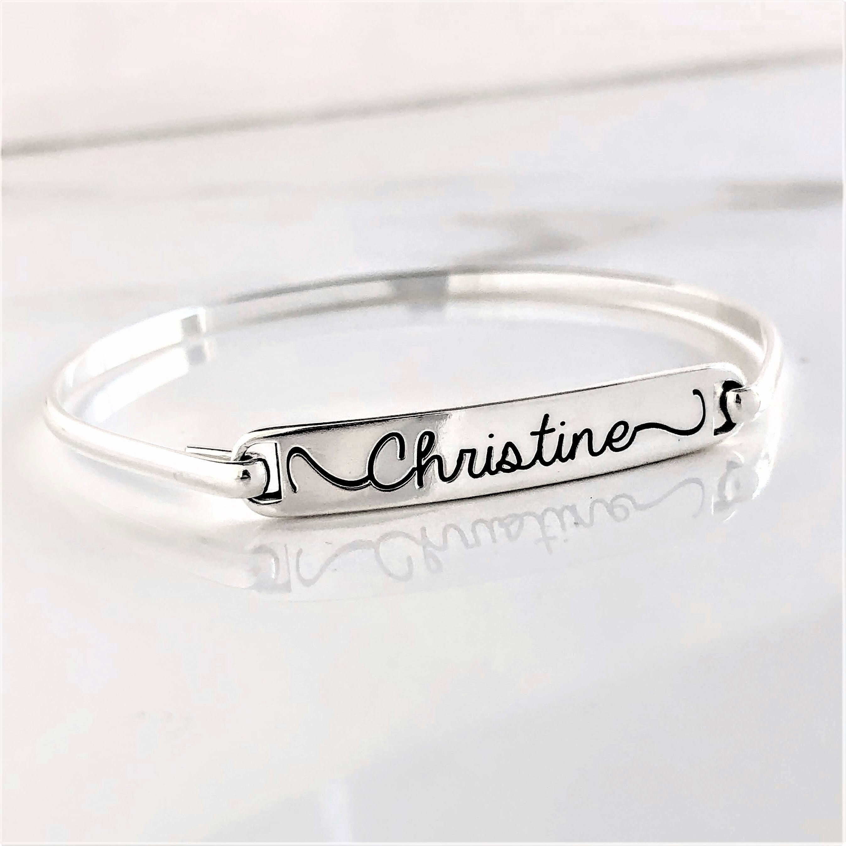Sterling Silver Swingtop Name Bracelet . Name Jewelry . Gift for Her . Personalized Bracelet . Engraved Name Bracelet . Natalie . Ruby