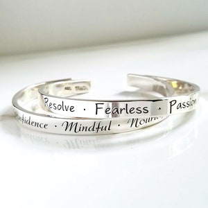 6.5" Solid Sterling Cuff . Design Your Own Bracelet . 1/4” Custom Engraved Sterling Silver Cuff . TB&Co Engraved Bracelet