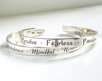 6.5" Solid Sterling Cuff . Design Your Own Bracelet . Custom Engraved Sterling Silver Cuff . TB&Co Engraved Bracelet