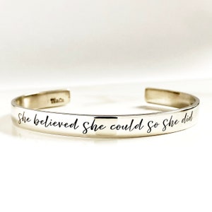 Inspirational Jewelry for Her . Nevertheless, she persisted Bracelet . She Believed She Could . Obstinate Headstrong Girl . Tatum Bradley image 7