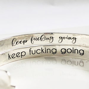 Hidden Secret Message Bracelet . Sterling Silver Keep Fucking Going