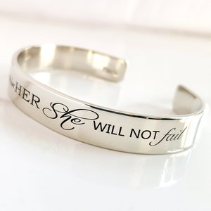 God is within Her She will not Fail Bracelet . Psalms 46:5 Cuff Bracelet . Inspirational Jewelry . Religious Jewelry. Tatum Bradley