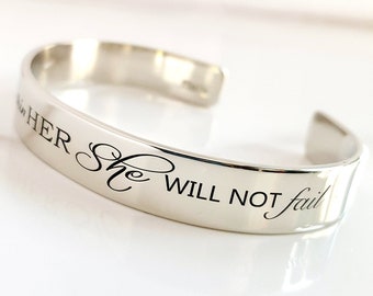 God is within Her She will not Fail Bracelet . Psalms 46:5 Cuff Bracelet . Inspirational Jewelry . Religious Jewelry. Tatum Bradley