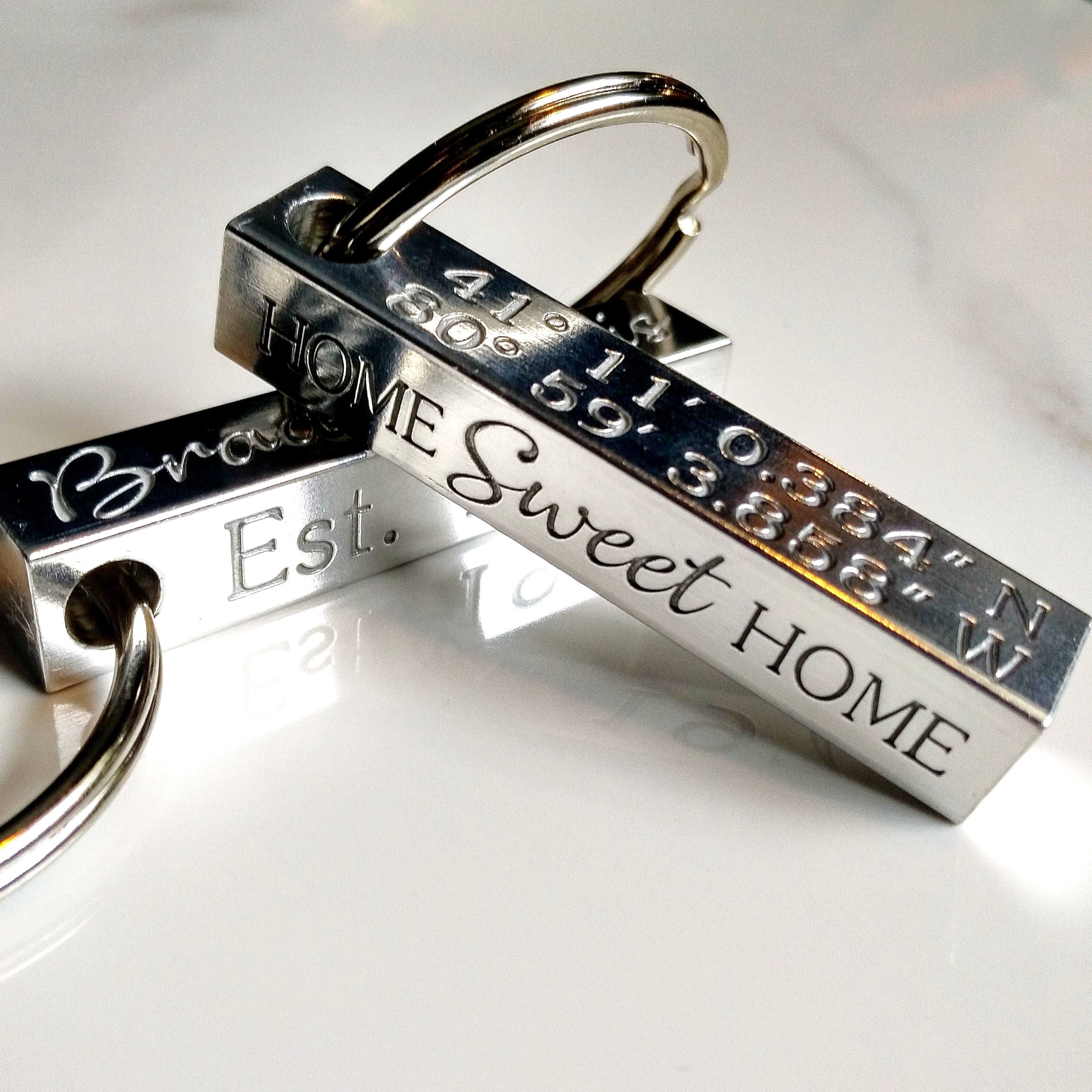 Home Sweet Home Coordinates Key Chain Husband Personalized Your Own Keychain Gift for Boyfriend Dad Personalized Keyring
