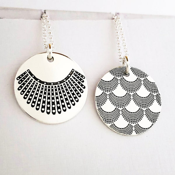 RBG Collar Necklace . Sterling Silver Ruth Bader Ginsburg Necklace . I Dissent . Fragile like a Bomb . Gift for Her . TatumBradleyCo
