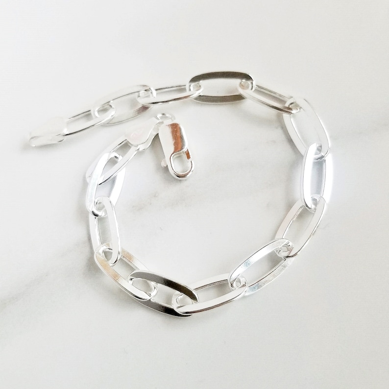 Chunky Chain Link Bracelet . Solid Sterling Silver . Wide Etsy