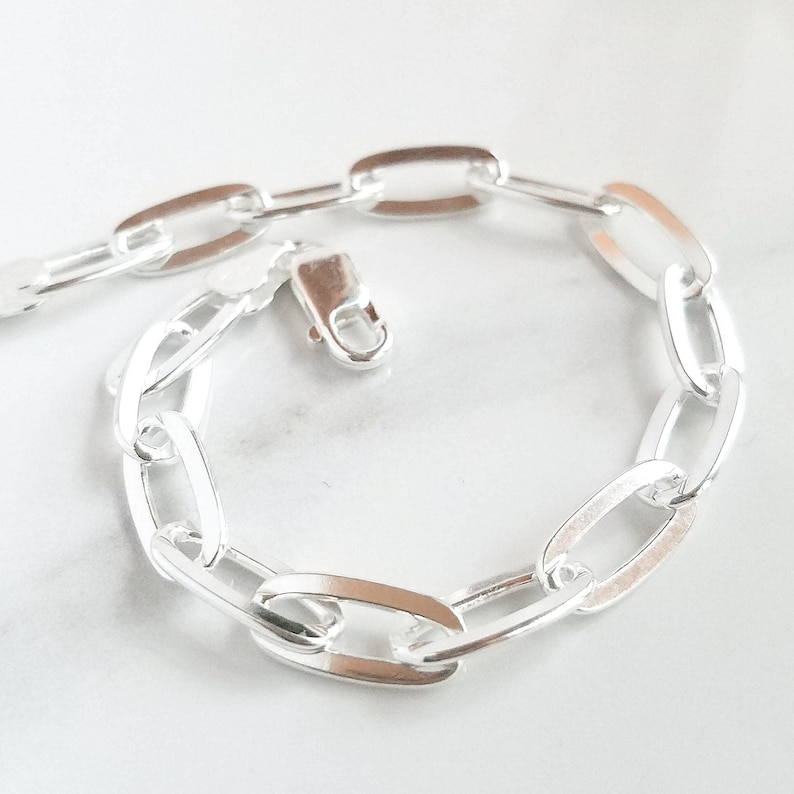 Chunky Chain Link Bracelet . Solid Sterling Silver . Wide Etsy