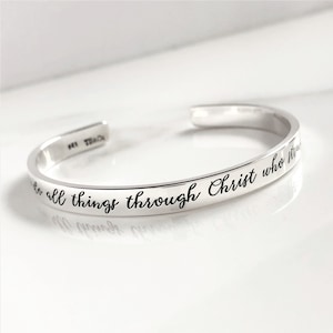 I Can Do All Things Through Christ Solid .925 Bracelet . Inspirational Graduation Gift . Gift for Her . Philippians 4:13 . TatumBradleyco