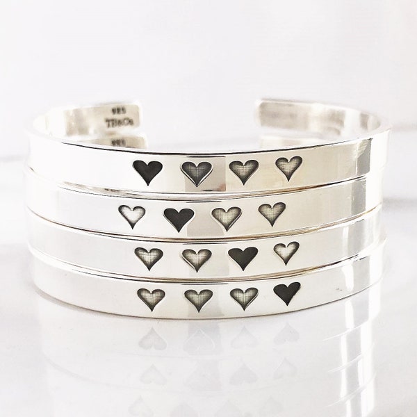Sister Heart Bracelet Set . Personalized Heart Jewelry Cuff . Sisters Jewelry . Set of 2 to 7 Bracelets . Gift for Sister Gift Set
