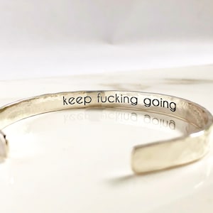 Hidden Secret Message Bracelet . Sterling Silver Keep Fucking Going