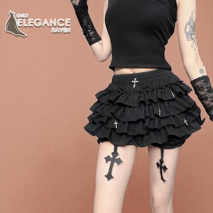 Women&#39;s Short Skirt | Y2k Gothic Clothing | Kawaii Vintage Attire | Streetwear Fashion Outfit | Gift For Her