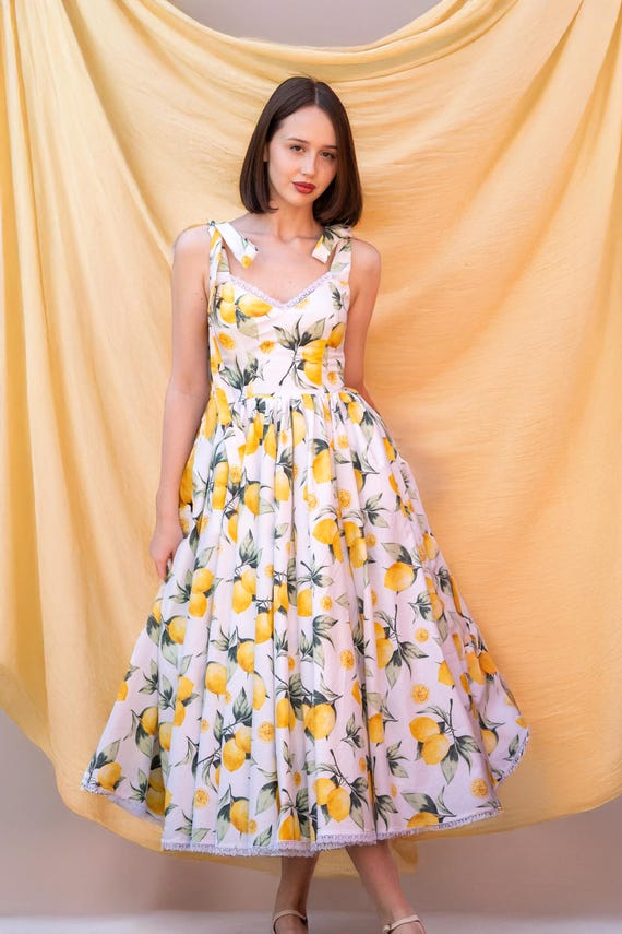 white christmas dresses Soleil- Summer- Striped 100% Cotton Tired Midi Dress M main image 0