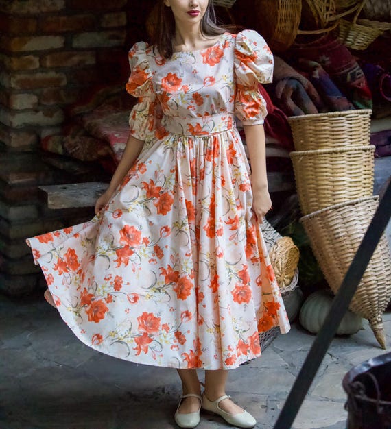 floral print cotton midi dress DEN Clea Dress Multicolor