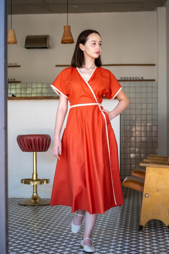dress terracotta KAAREM - Sum Sleeveless V-Neck Silk Dress main image 0
