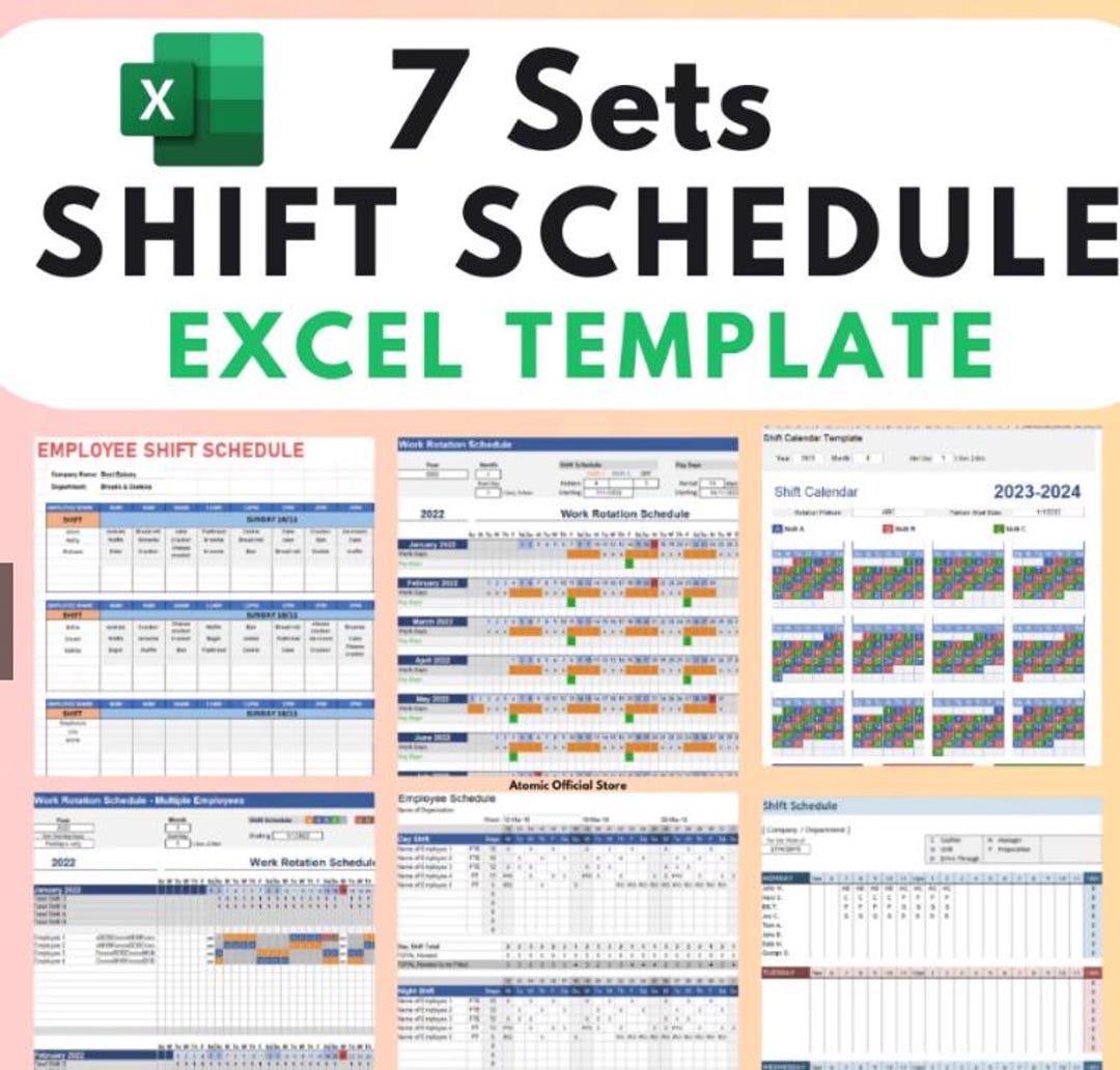 7 Set Shift Schedule Excel Template : Employee Calendar | Shift ...
