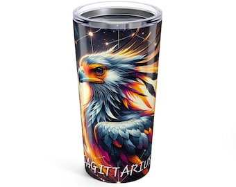 Sagittarius Zodiac Bird Tumbler: Cosmic Astrology Travel Mug