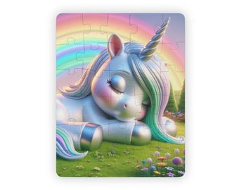 Sleeping Unicorn Kids Puzzle, 30 Piece Jigsaw, Gift for Girls