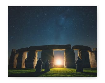 Mystical Stonehenge Matte Canvas Wall Art - Enchanting Night Sky Scene