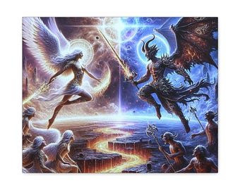 天使と悪魔のキャンバスアート、スピリチュアルなホームデコレーション