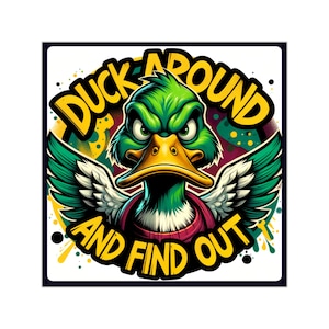 Duck Around and Find Out Vinyl Sticker: Laptop, Water Bottle Decor