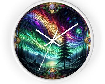 Northern Lights Wall Clock: Handmade Aurora Borealis Home Decor