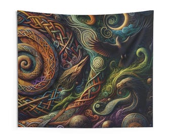Celtic Knot Wall Tapestry, Irish Mythology Decor