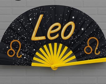 New Design! Leo Zodiac Sign Folding Fan - Starry Cosmic Hand Fan, Leo Birthday Gift