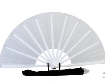 White Clack Hand Fan: Line Dancing Festival Folding Fan