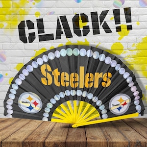 Pittsburgh Steelers Hand Fan - Steelers Team Fan, NFL Steelers Fan, Folding Hand Fan, Decorative Clack Fan, Handheld Fan, Sports Hand Fan