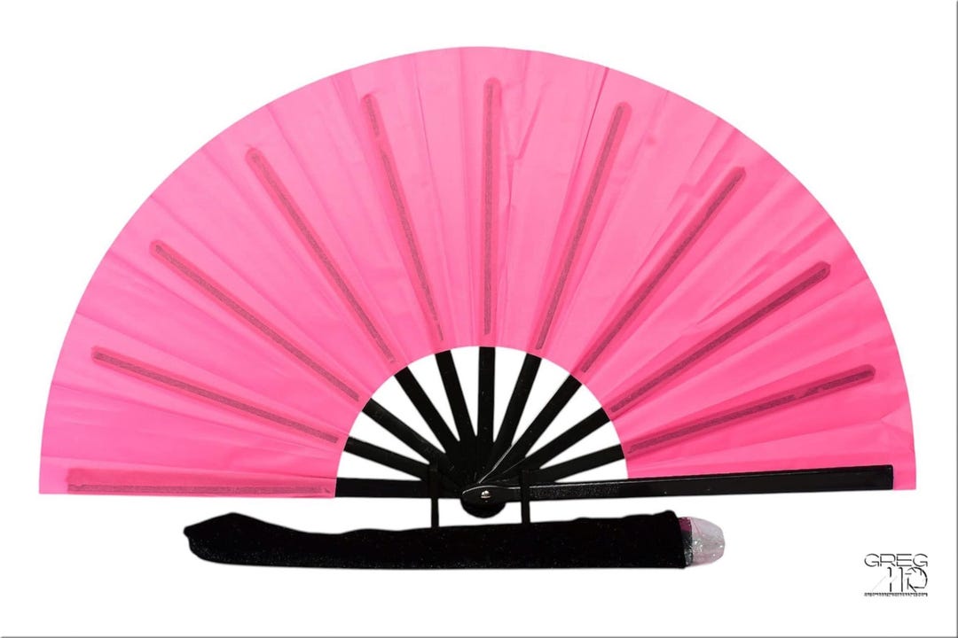 Clack Fan Ribs Dark Pink Clack Fan: Oversized Folding Hand Fan With Black Ribs - Etsy
