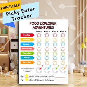 Stars Picky Eater Tracker: Food Explorer Adventures - Fun Mealtime Reward (Printable PDF Download)