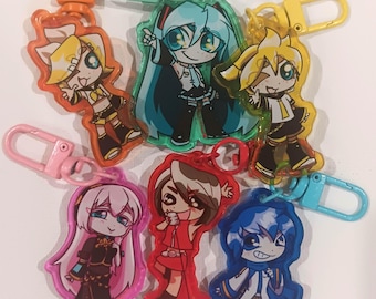 Vocaloid, cryptonloid Double sided same design Acrylic Keychain, Miku, Rin, Len, Luka, Meiko, Kaito