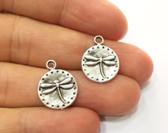 22mm Large Double STAR Charms ~ Antiqued Silver Plate ~ 12 charms