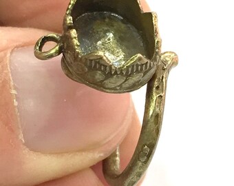 antique silver or antique bronze Colorful floral pattern adjustable ring Choose your finish