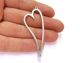 25pcs Heart charms Silver tone Heart Charm pendants,heart Connector 24x25mm