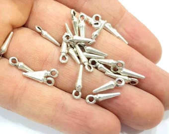 15pcs spike Charms silver tone spike charm pendant 34x5mm