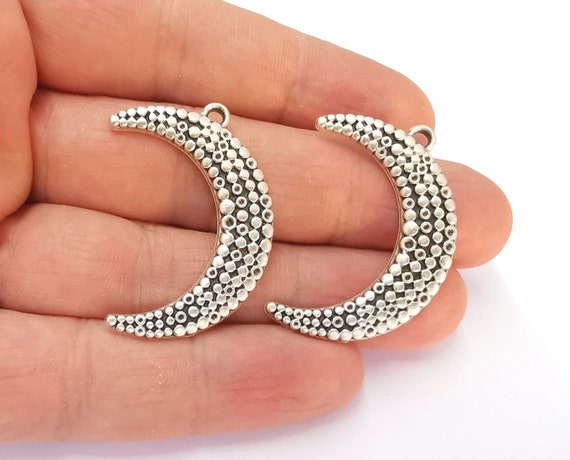 Crescent charms Antique silver plated charms (36mm) G25083